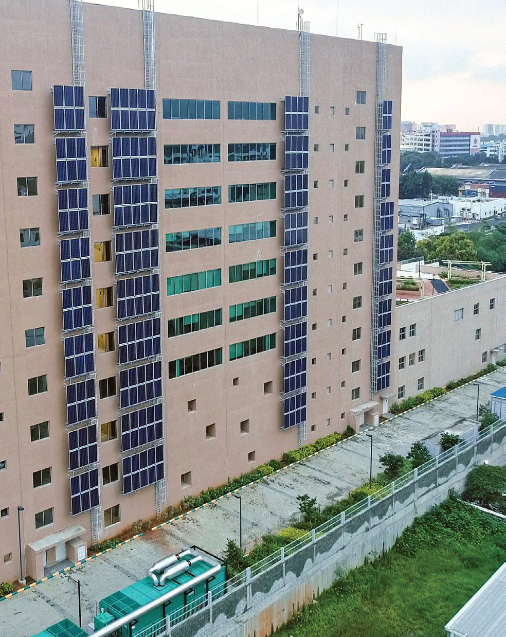 Rooftop solar installation on a commercial building