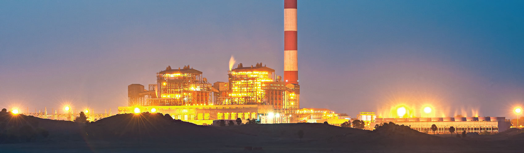 Thermal power plant at night