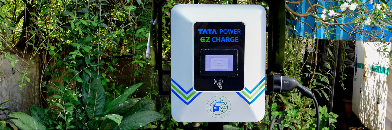 Electric vehicle charging at Tata Power EZ CHARGE station